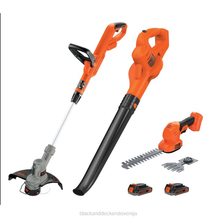 BLACK+DECKER 20 V maksimalni brezžični kombinirani komplet vrvica/škarje za živo mejo in pometač 2 bateriji in polnilec priloženi oranžna 8B2Z455 na prostem - Image 1