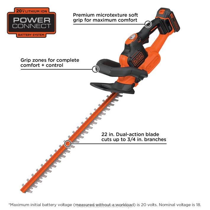 BLACK+DECKER 20 V max litijeve 22 in. powercut škarje za živo mejo 8B2Z514 na prostem - Image 8