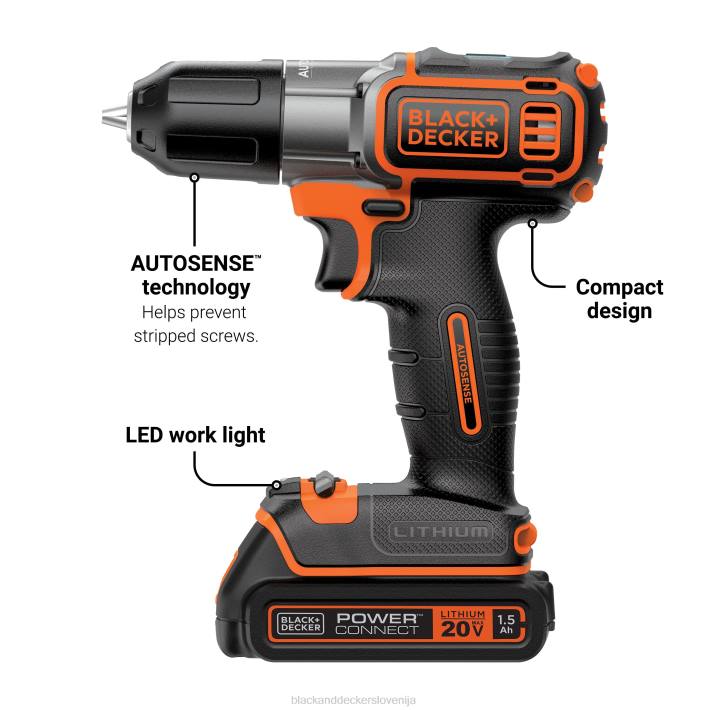 BLACK+DECKER 20 V max powerconnect 3/8 in. akumulatorski vrtalni vijačnik s kompletom za samodejno zaznavanje 8B2Z590 orodja - Image 12