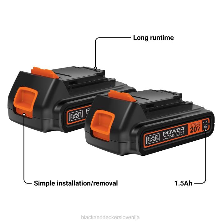 BLACK+DECKER 20v max powerconnect 1,5ah litij-ionska baterija 2 pak 8B2Z720 orodja - Image 3