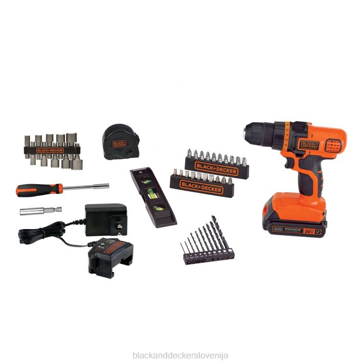 BLACK+DECKER 20v max powerconnect akumulatorski vrtalni vijačnik 44 kos. projektni komplet za dom 8B2Z549 orodja - Image 2
