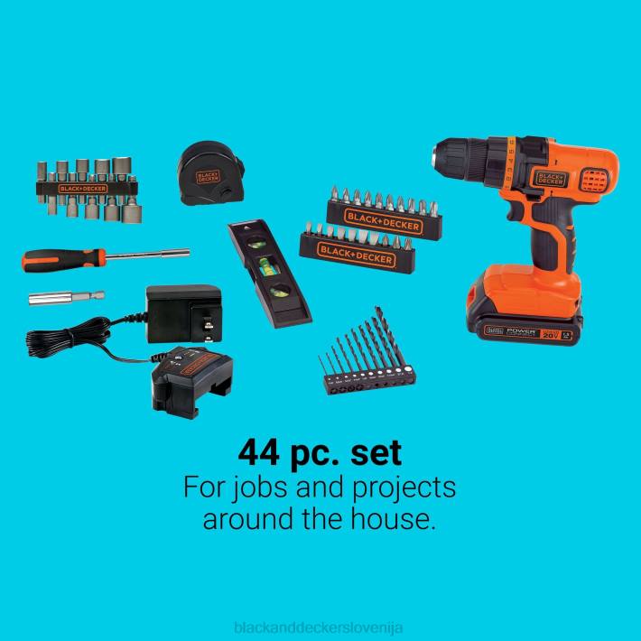 BLACK+DECKER 20v max powerconnect akumulatorski vrtalni vijačnik 44 kos. projektni komplet za dom 8B2Z549 orodja - Image 4