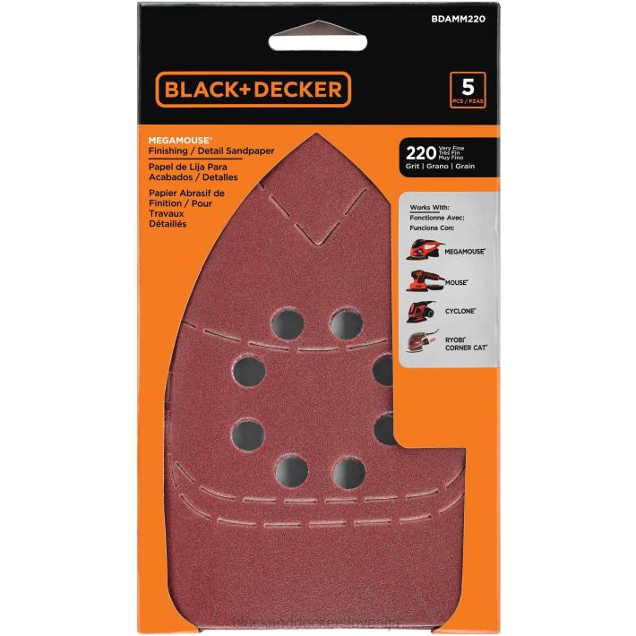 BLACK+DECKER 220 g mega brusnega papirja za miške, 5 kosov 8B2Z643 orodja - Image 1