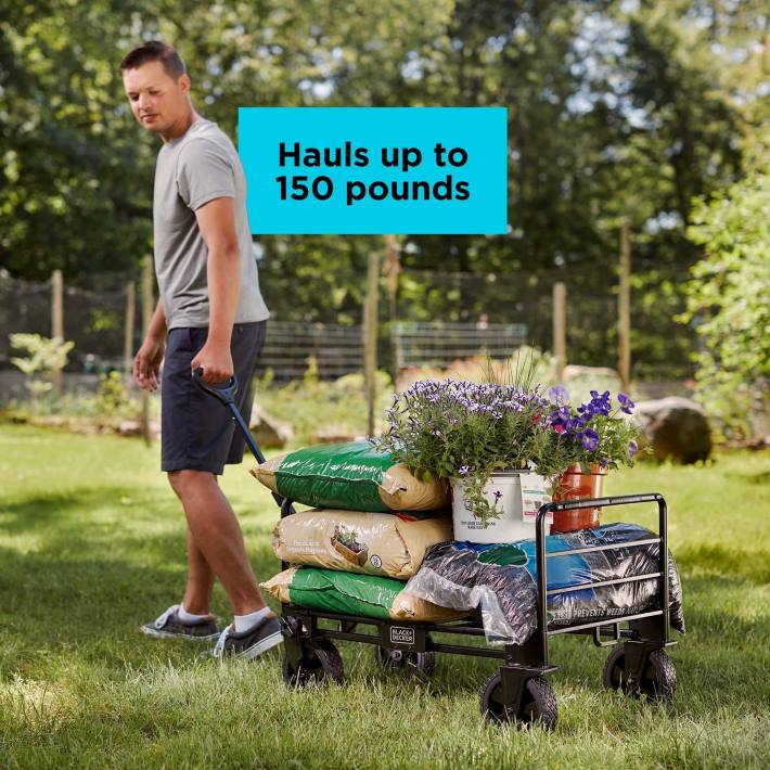 BLACK+DECKER 3 v 1 zložljiv voziček za shranjevanje, ročni voziček, ki nosi do 150 lbs. Črna 8B2Z133 dom in življenjski slog - Image 7