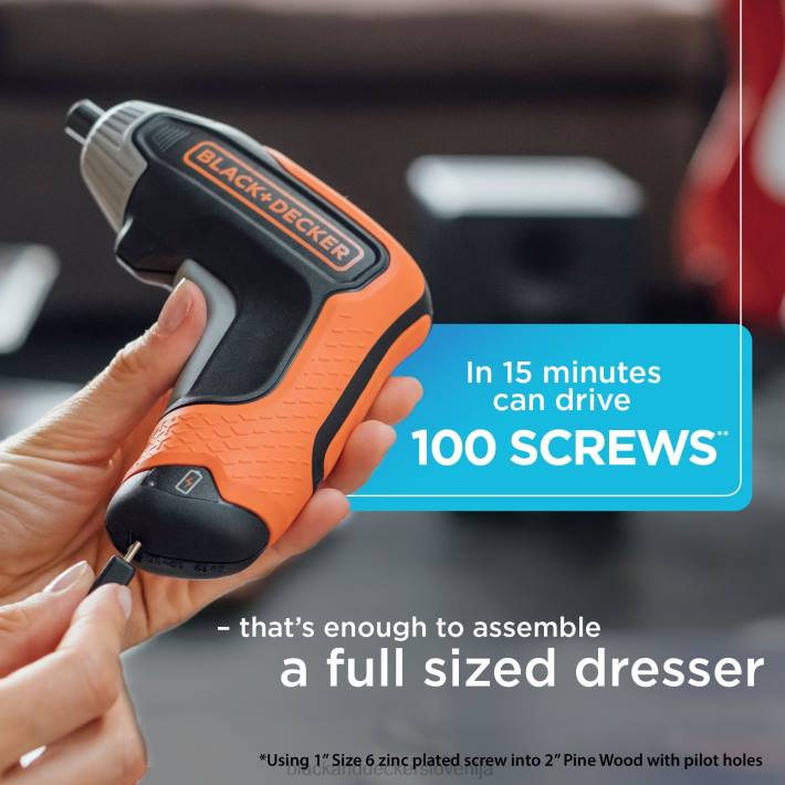 BLACK+DECKER 4v max akumulatorski vijačnik z 1-palčnimi nastavki za izvijač 8B2Z567 orodja - Image 4