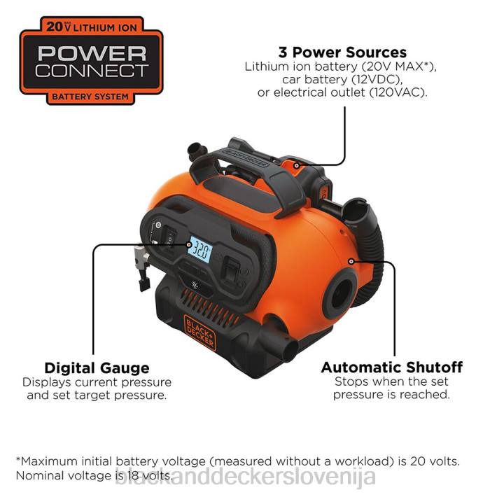 BLACK+DECKER Akumulatorski napihovalnik pnevmatik največ 20 V Samo brezžično in kabelsko električno orodje 8B2Z674 orodja - Image 9