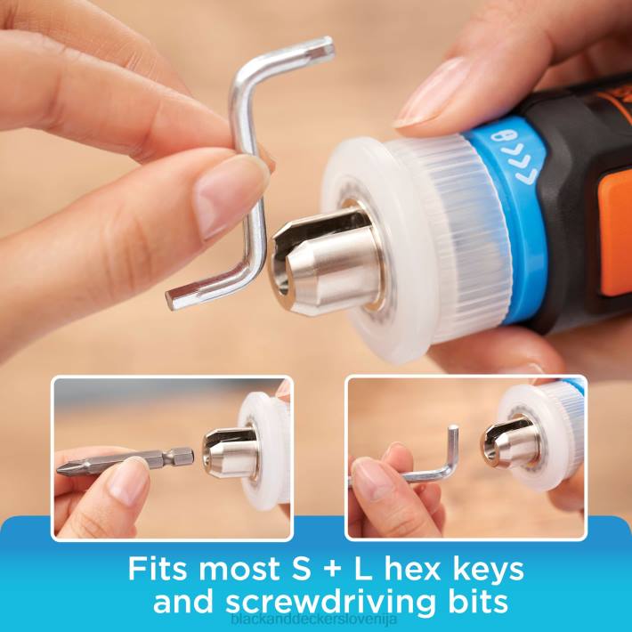 BLACK+DECKER Akumulatorski vijačnik 4v max, imbus L-oblika 2-palčni izbrani nastavki 8B2Z568 orodja - Image 3