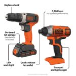 BLACK+DECKER Kombinirani komplet akumulatorskih udarnih vrtalnih vijačnikov z največjo močjo 20 V 8B2Z584 orodja - Image 2