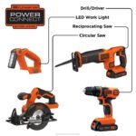 BLACK+DECKER Kombinirani komplet električnih orodij z največ 20 V Komplet brezžičnega električnega orodja s 4 orodji z 2 baterijama in polnilnikom 8B2Z544 orodja - Image 2
