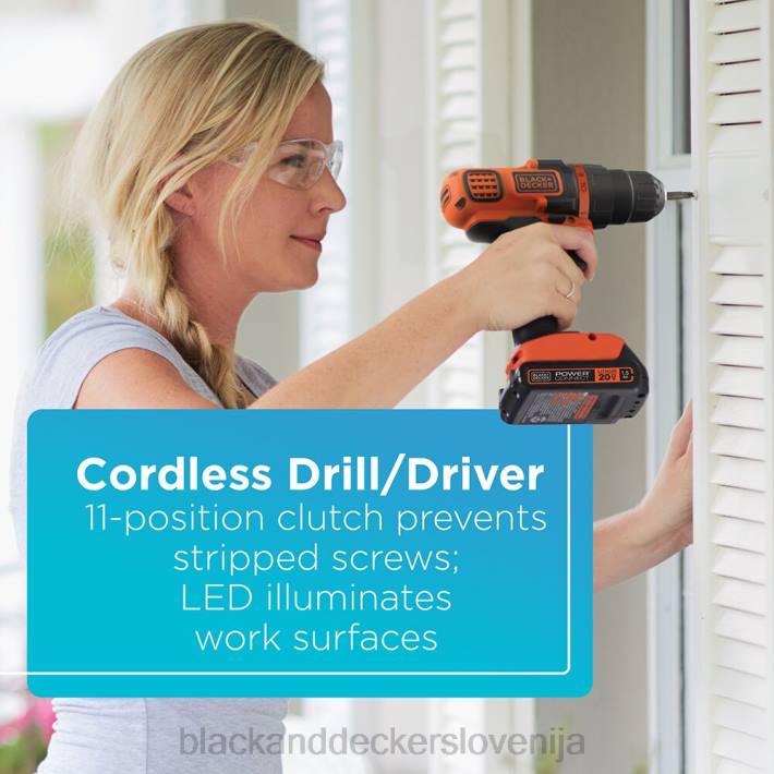 BLACK+DECKER Kombinirani komplet električnih orodij z največ 20 V Komplet brezžičnega električnega orodja s 4 orodji z 2 baterijama in polnilnikom 8B2Z544 orodja - Image 6