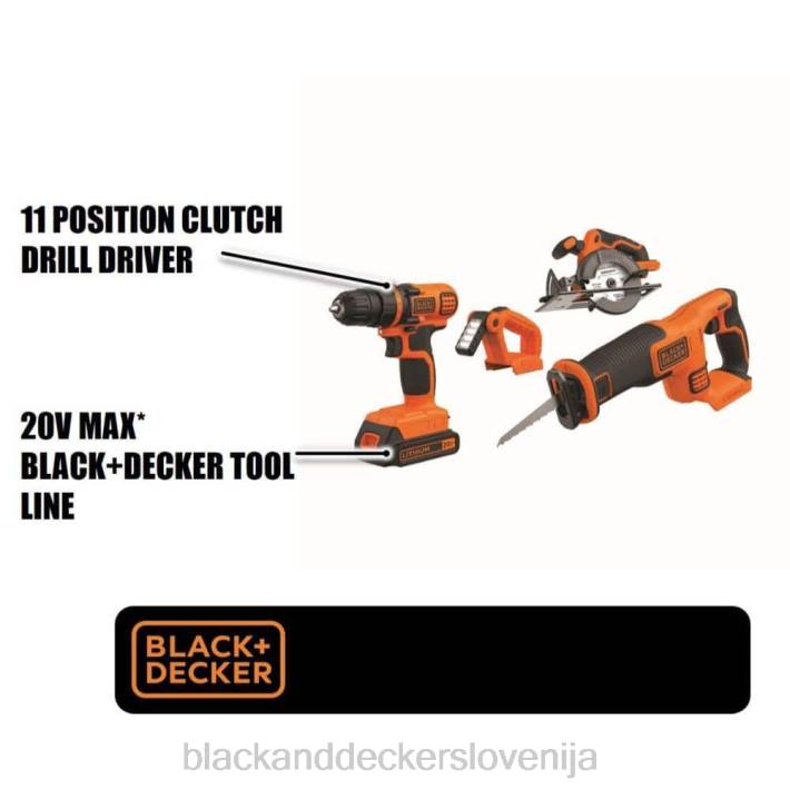BLACK+DECKER Kombinirani komplet električnih orodij z največ 20 V Komplet brezžičnega električnega orodja s 4 orodji z 2 baterijama in polnilnikom 8B2Z544 orodja - Image 10