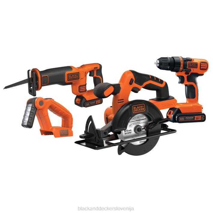 BLACK+DECKER Kombinirani komplet električnih orodij z največ 20 V Komplet brezžičnega električnega orodja s 4 orodji z 2 baterijama in polnilnikom 8B2Z544 orodja - Image 1