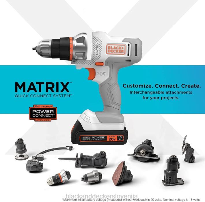 BLACK+DECKER Komplet akumulatorskih vrtalnih vijačnikov 20v max matrix bel 8B2Z585 orodja - Image 8