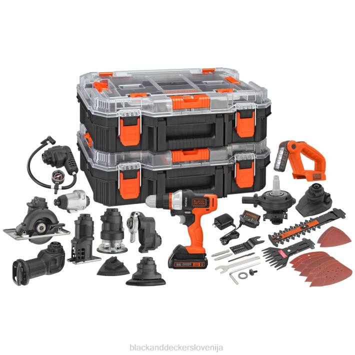 BLACK+DECKER Komplet električnega orodja matrix 20v max vključuje akumulatorski vrtalnik z 12 nastavki in kovček za shranjevanje 8B2Z530 orodja - Image 1