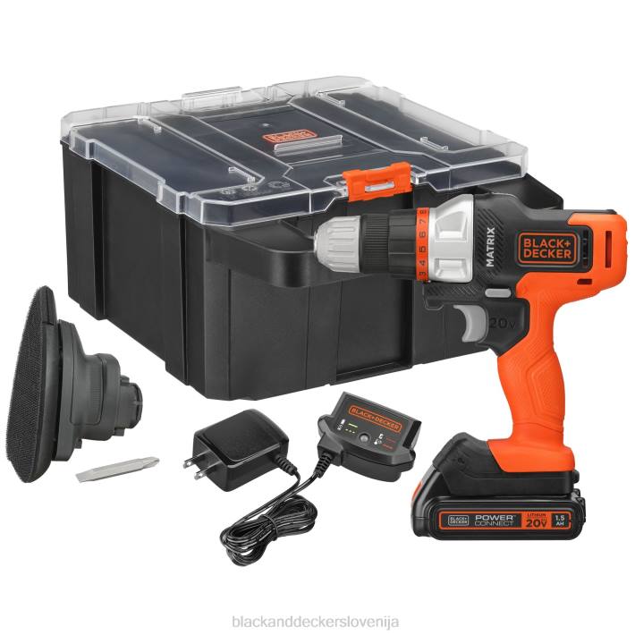 BLACK+DECKER Komplet svedrov matrix 20v max vključuje baterijo in polnilnik za shranjevanje nastavka za brusilnik 8B2Z525 orodja - Image 1