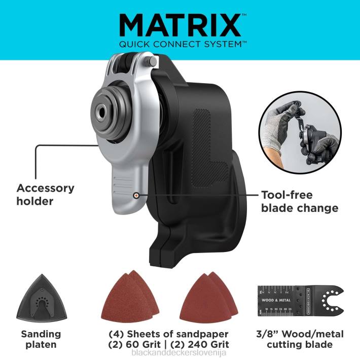 BLACK+DECKER matrični oscilacijski nastavek za večnamensko orodje s kovčkom za shranjevanje 8B2Z684 orodja - Image 6