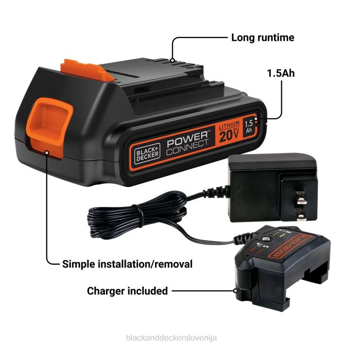 BLACK+DECKER Polnilnik litij-ionskih baterij 20v max powerconnect 1,5ah 8B2Z723 orodja - Image 2